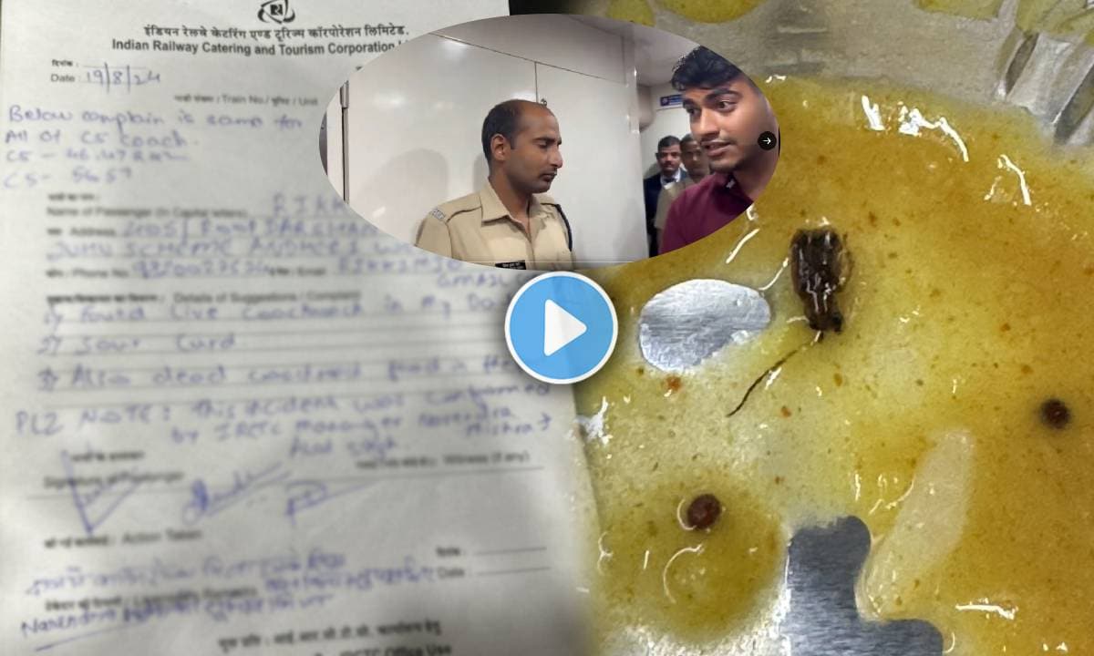 viral video shows Vande Bharat passengers find cockroach in dal