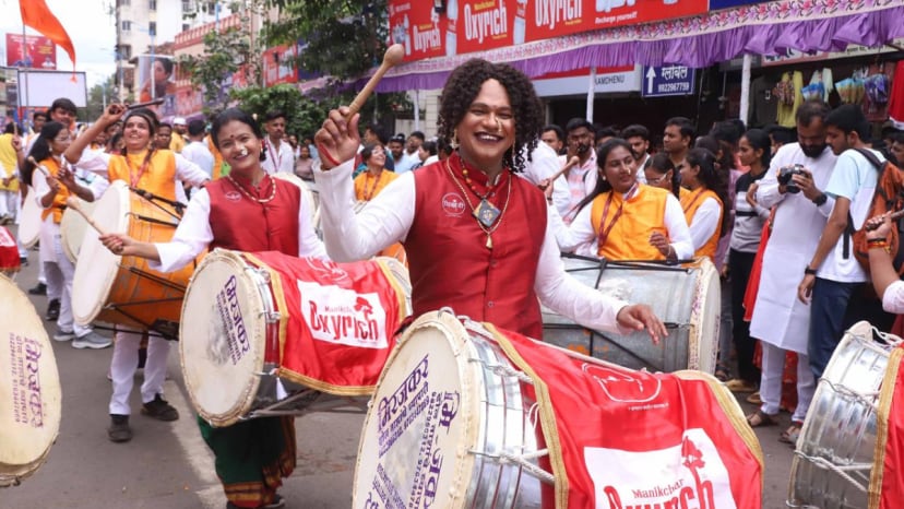 The 25-member Shikhandi, Maharashtra’s first transgender Dhol Tasha Pathak made debut with the Shrimant Bhausaheb Rangari Ganesh Mandal in Pune on Saturday.