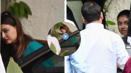 Aishwarya Rai Aaradhya Bachchan at jalsa