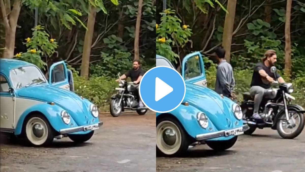 MS Dhoni enjoying riding a bike in Ranchi after his holiday in America video gone viral