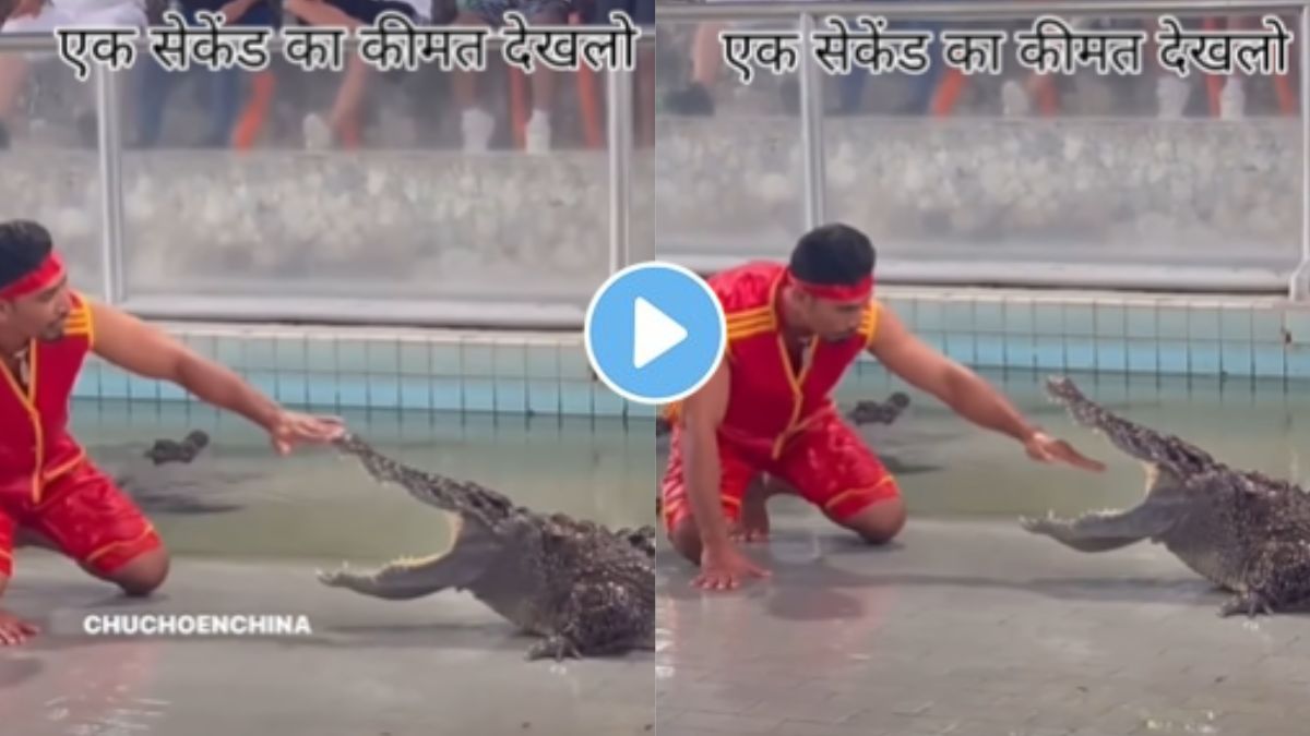 do you know value of one second | a man saved himself from crocodile attack