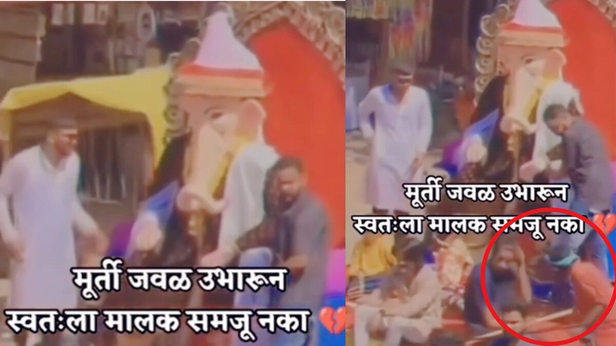Video of a person kicking a devotee taking darshan