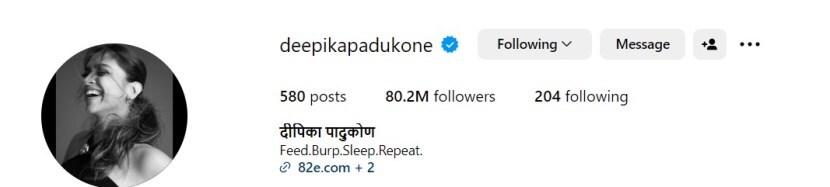 deepika padukone updates instagram bio