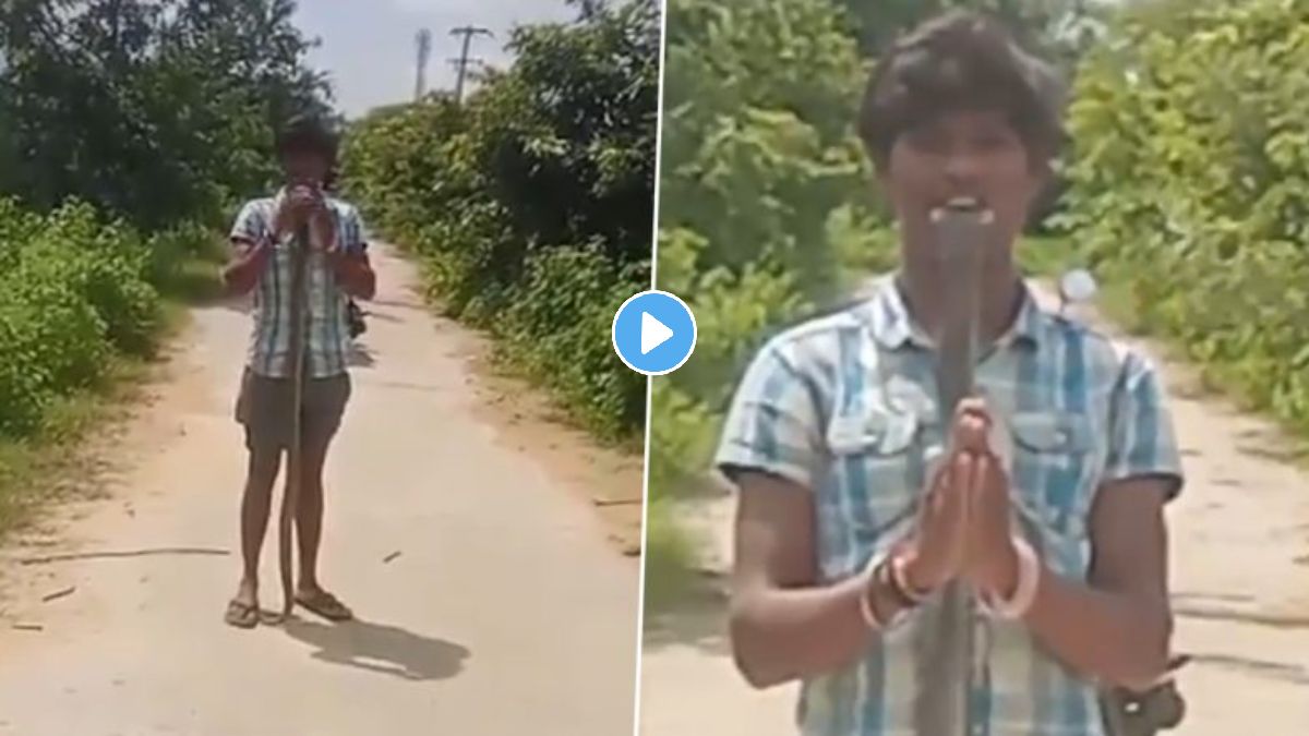 man puts cobra’s head inside his mouth to record reel