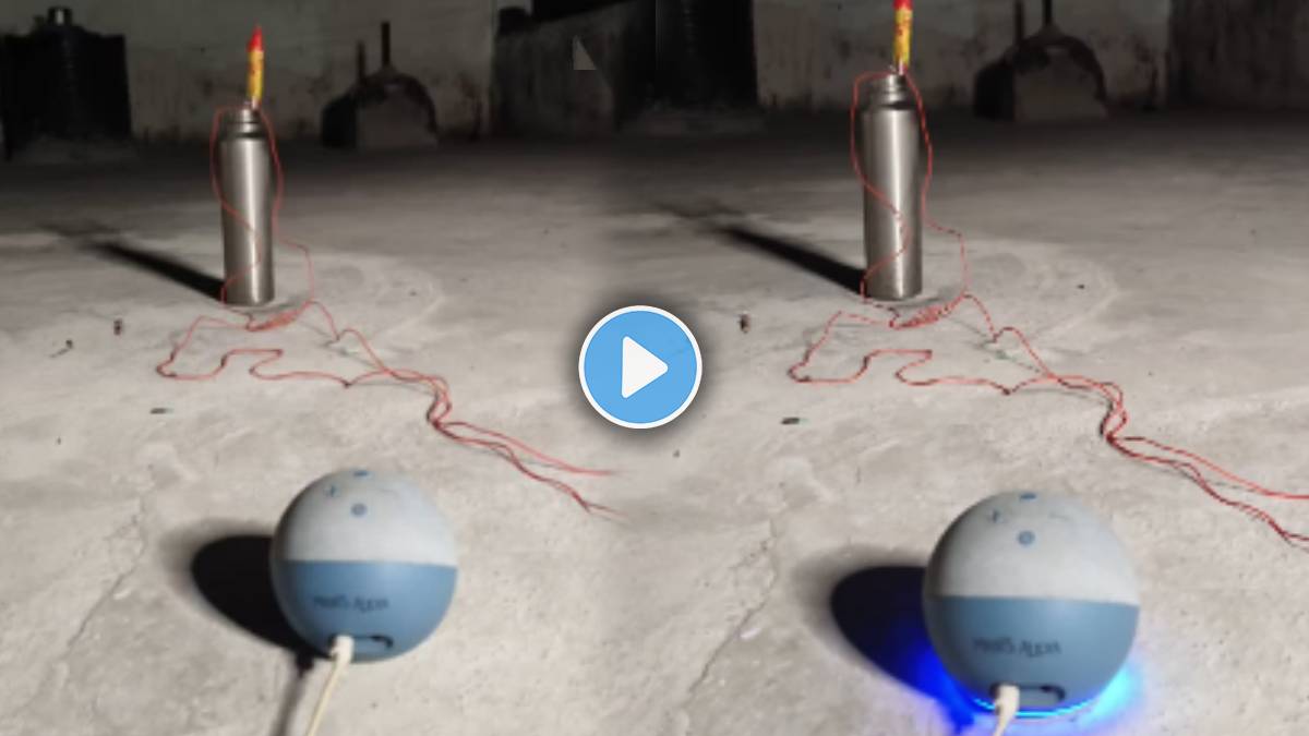 man light a small rocket using Alexa