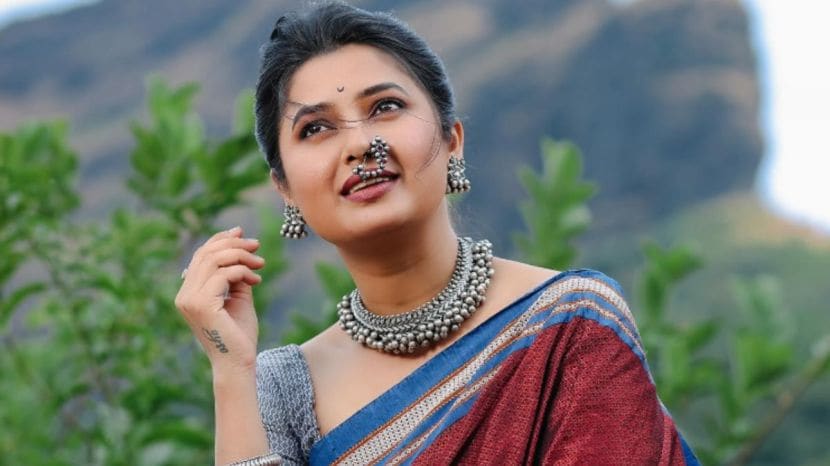 prajakta mali new photos of phullwanti movie set