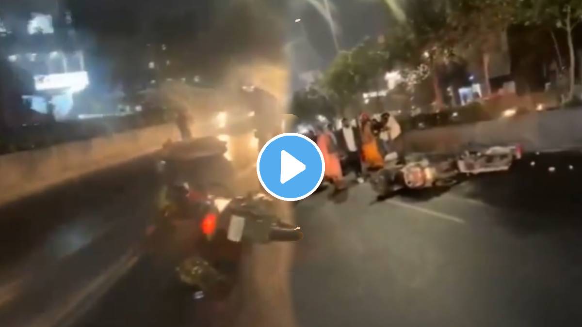 Video: Nearly 25 Bikes Skid In Hyderabad After Oil Tanker Spills Fuel On Kushaiguda-Nagaram Road shocking video