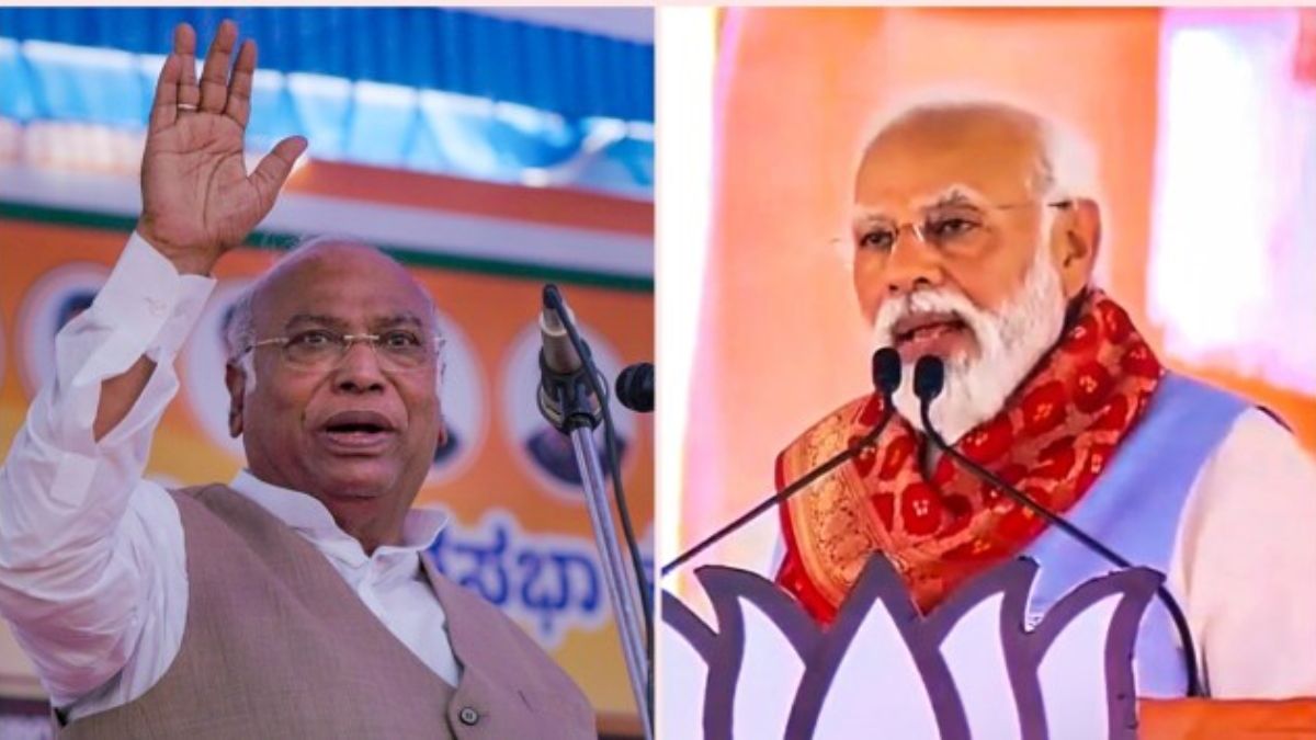 Image of Mallikarjun Kharge And PM Narendra Moid.