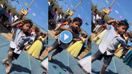 Video of a little child presents amazing lavani dance in a school program