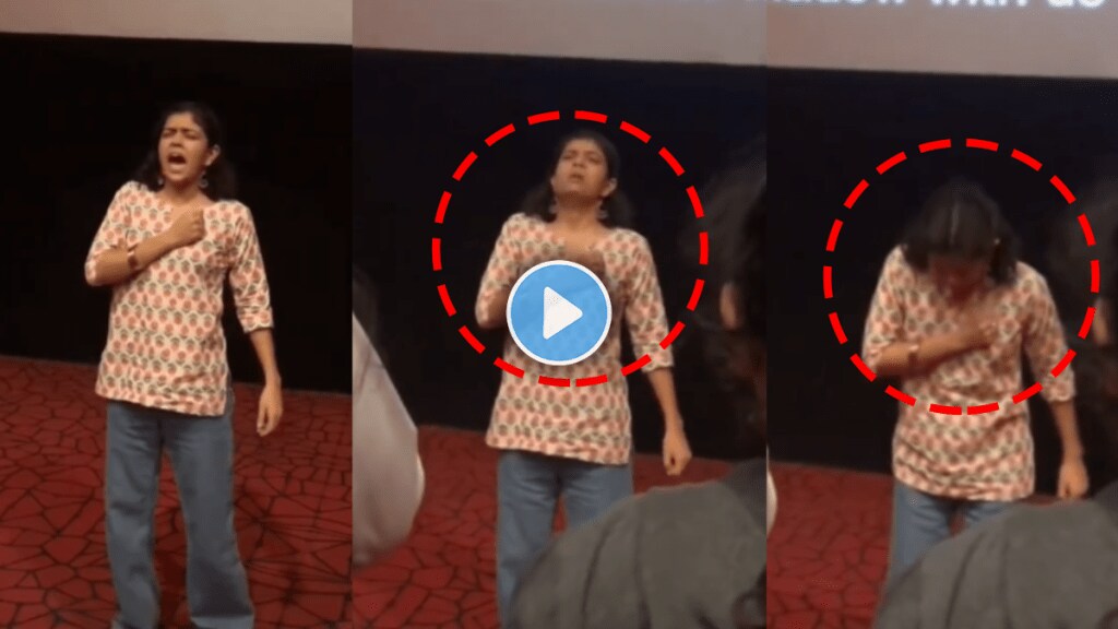 Chhaava movie video young woman did Shiv Garjana by shouting loudly in theatre viral video on social media