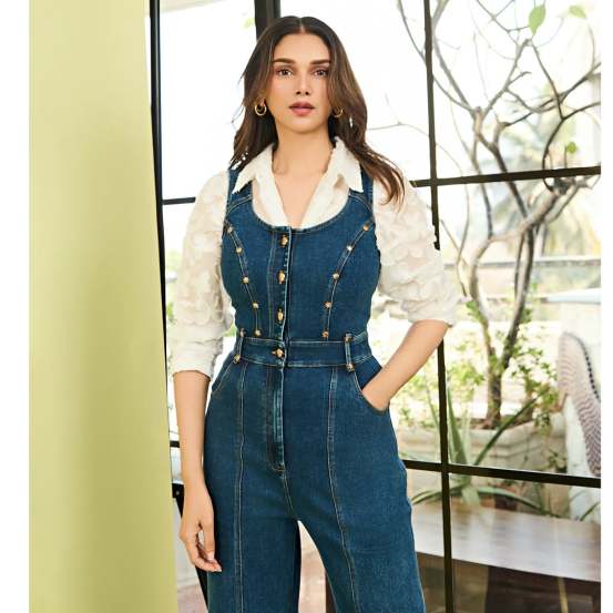 Aditi Rao Hydari shares pictures on social media in blue denim jumpsuit for an interview