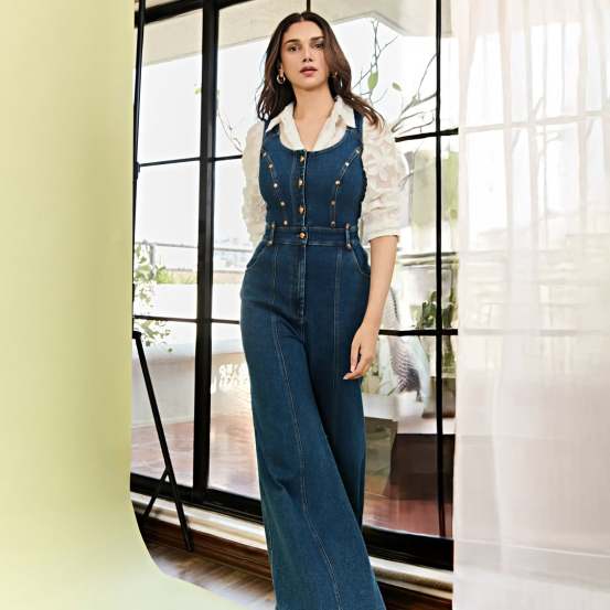 Aditi Rao Hydari shares pictures on social media in blue denim jumpsuit for an interview