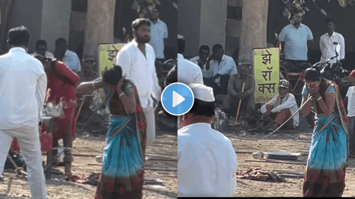 Emotional Video of woman begging on street doing circus stunt viral video on social media