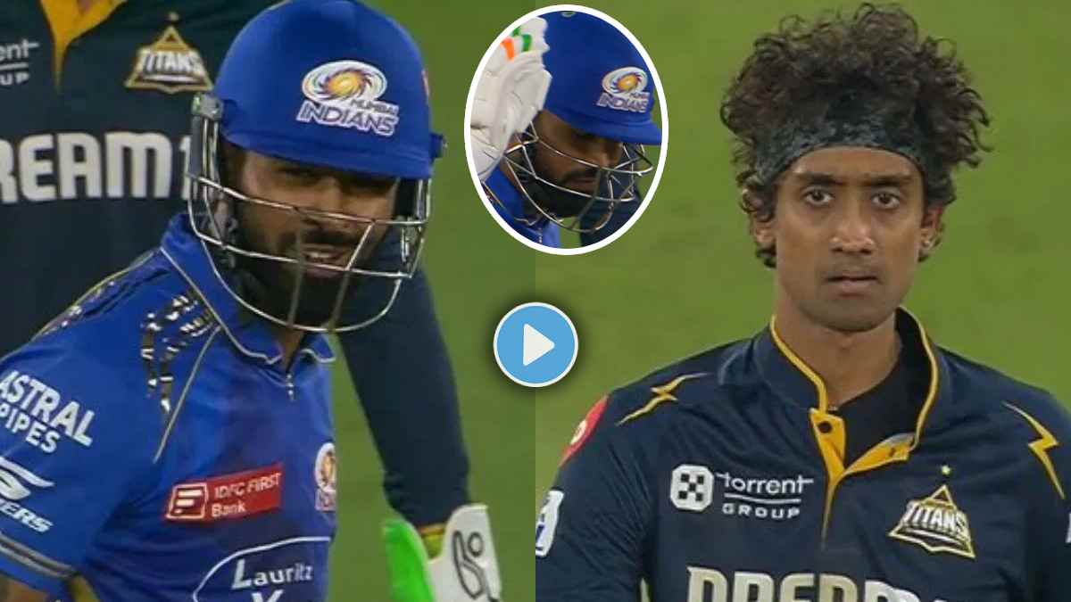 Hardik Pandya Sai Kishore Fight Both Stare at Each Other Angrily VIDEO viral GT vs MI Match of IPL