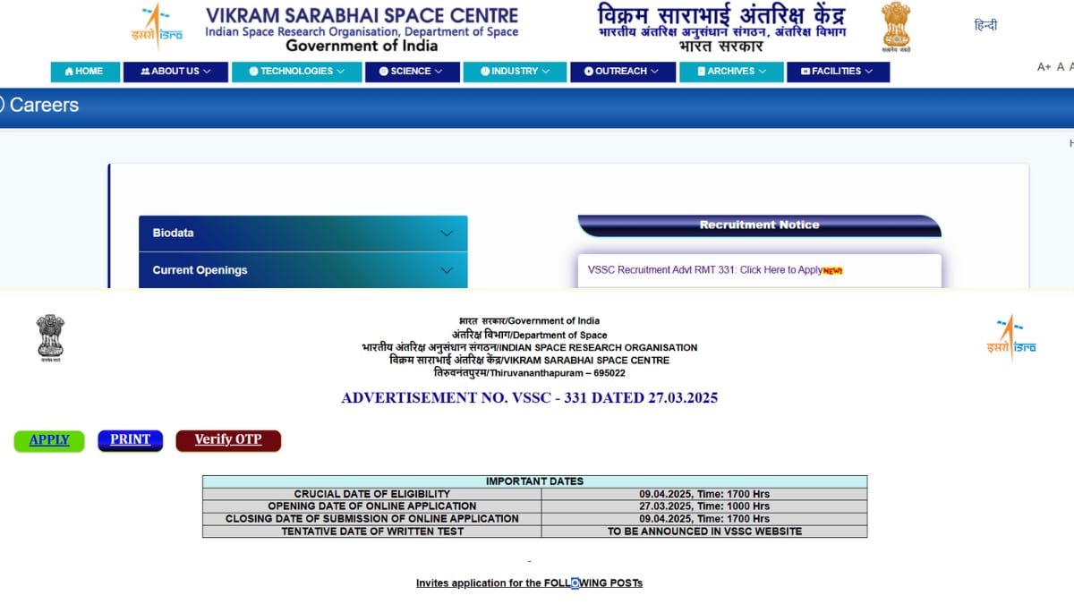ISRO VSSC Recruitment 2025