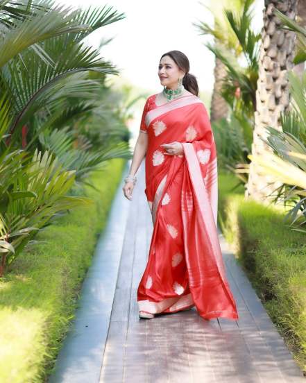 Madhuri Dixit Nene Red Saree Look