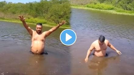 Shocking video A Crocodile Attacked A Man While He Was Swimming In The River Video Viral