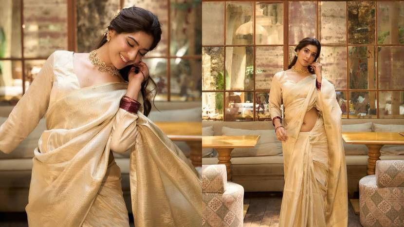 marathi actress neha khan saree look