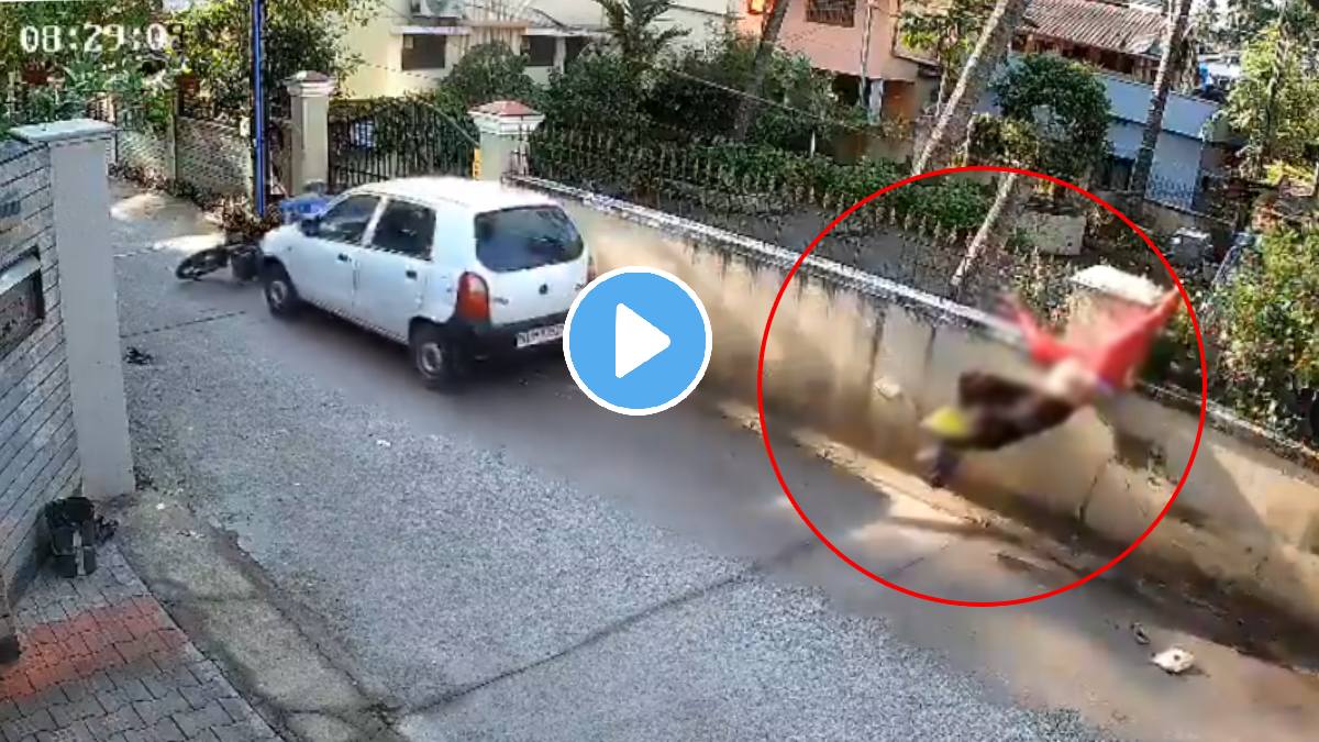 Shocking video Car driver rams, drags neighbour's bike, sends woman flying in Mangaluru