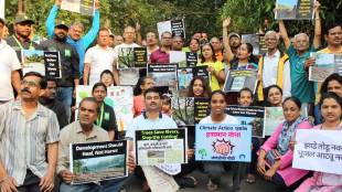 Nigdi Pimpri Durga Tekdi agitation through human chain to Oppose river development project