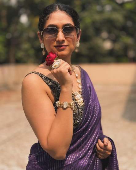 priyadarshini indalkar in purple saree