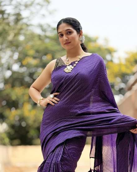 priyadarshini indalkar in purple saree