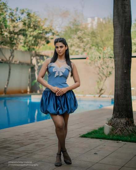 Swarda Thigale Blue Short Dress Look