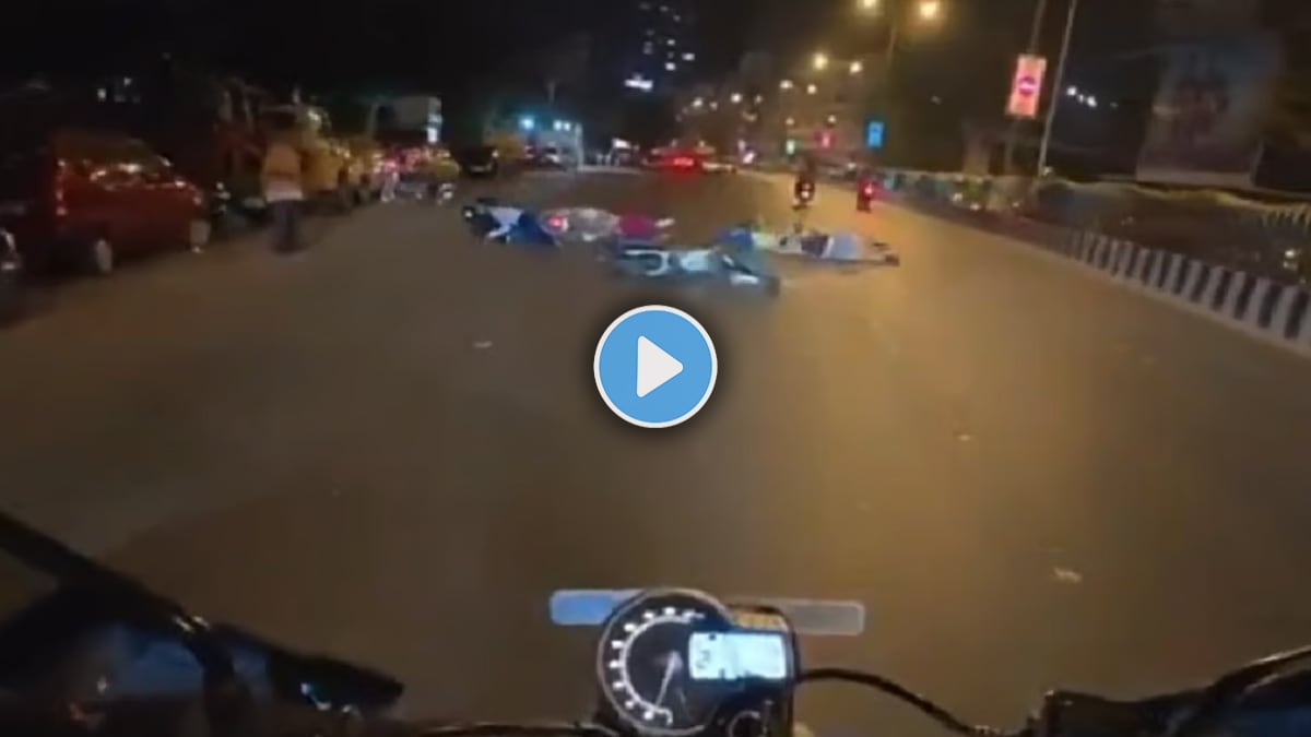 Viral Video Shows High-Speed Bike Crash At Traffic Signal Triggering Chain Collision And Injuring Six