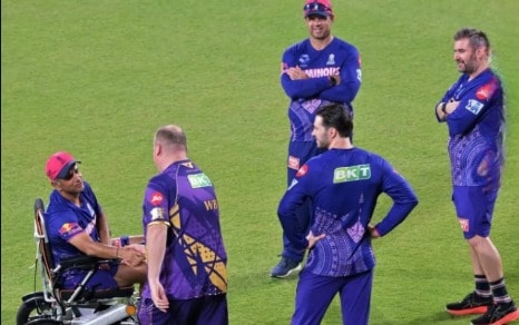 Rahul Dravid on Wheel Chair RR IPL 2025