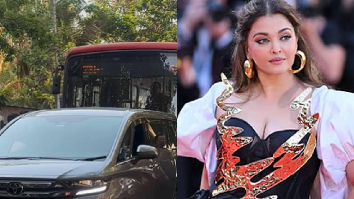 aishwarya rai bachchan car hit by best bus in mumbai