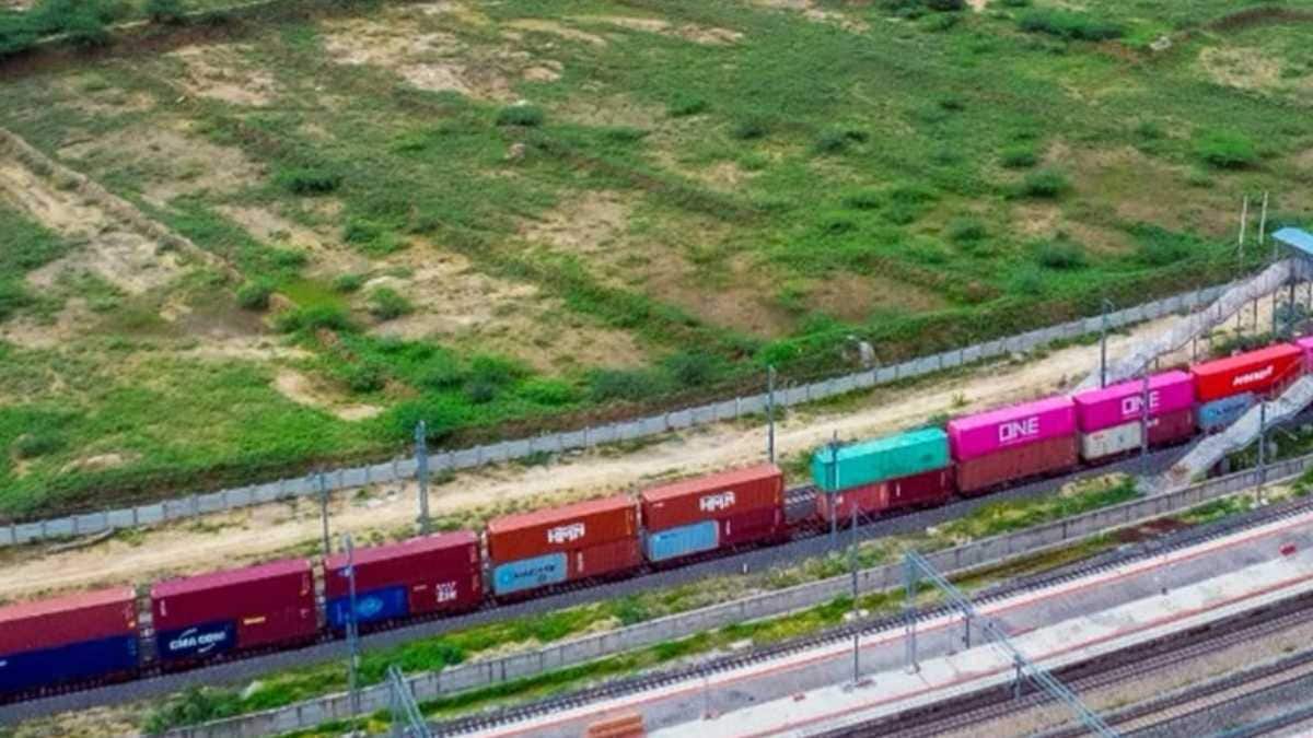 double decker goods train,