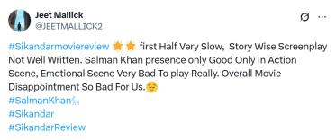 Sikandar Movie Review