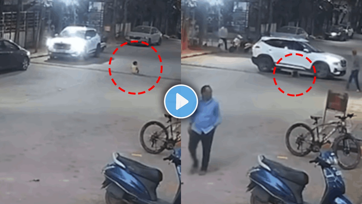 Car accident of little kid who was in the middle of the road shocking video viral on social media