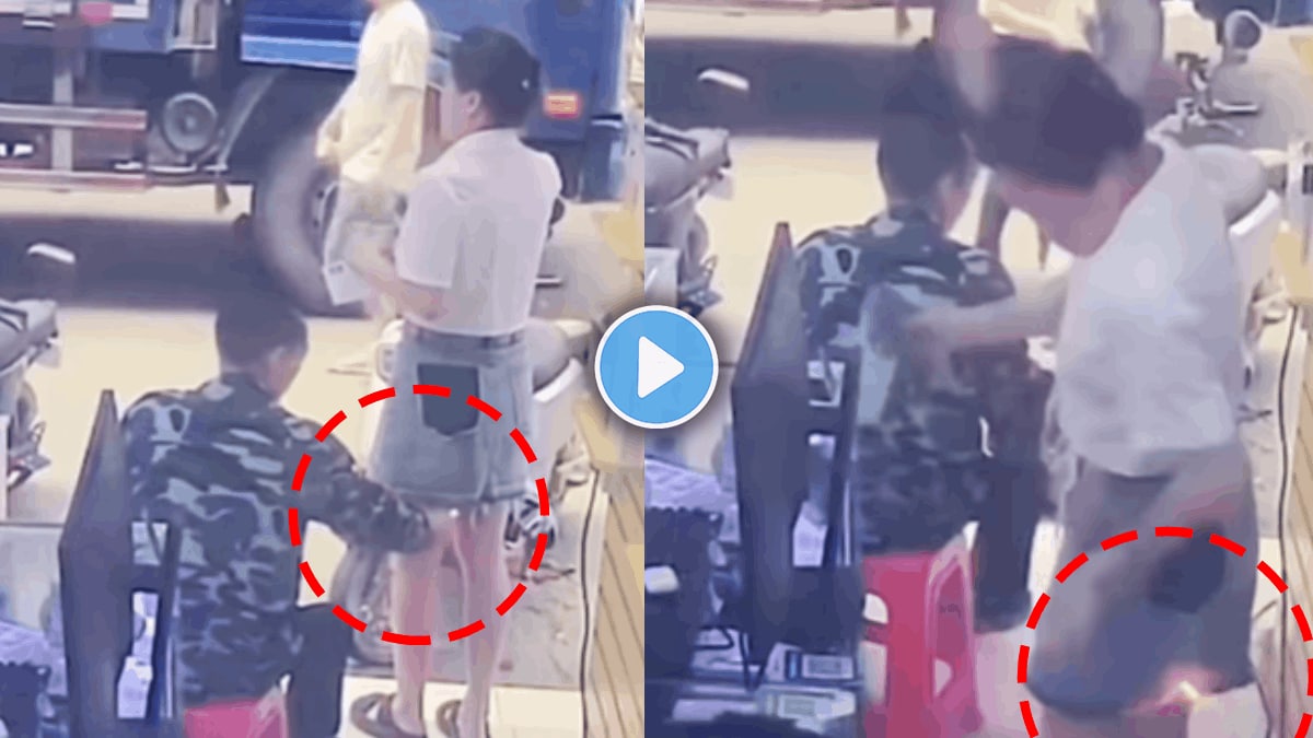 Shocking Video of man sets womans skirt on fire by using lighter video viral on social media