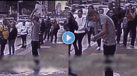 Shocking video of man tried suicide on road by pouring petrol viral video
