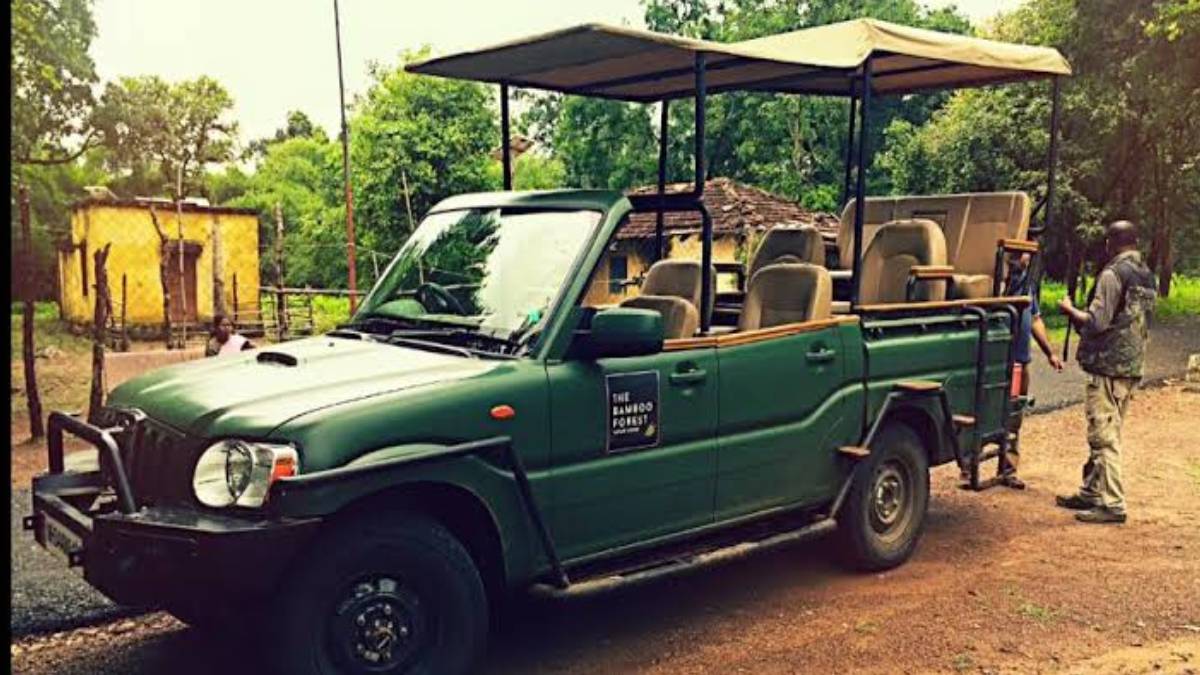 Modern jumping safari vehicle at the service of tourists in Tadoba project