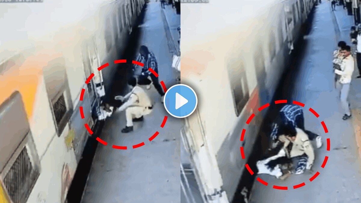 Train accident video girl tried to catch running train mumbai local viral video