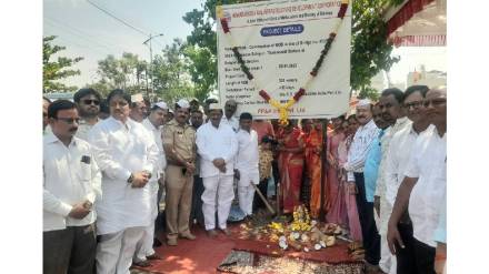 Bhoomi Pujan of Asara Railway Flyover in Solapur by local BJP MLA Subhash Deshmukh