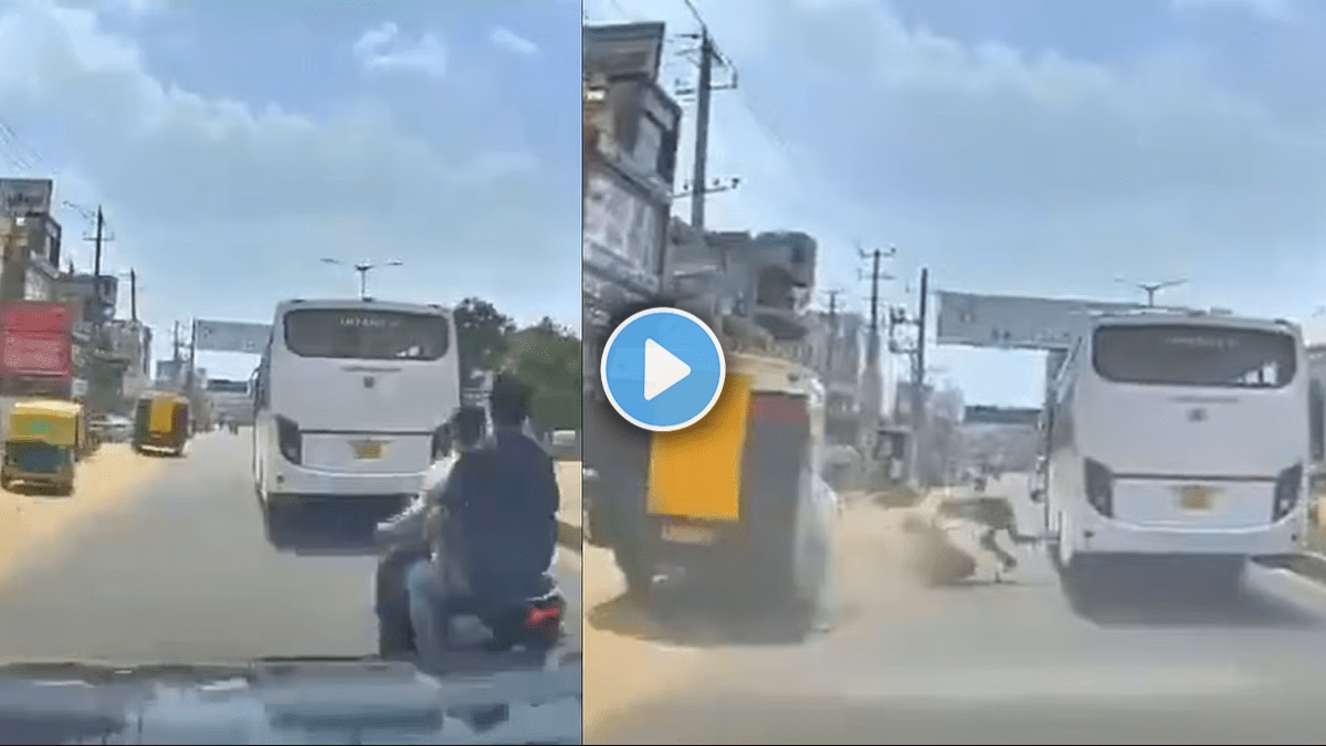 Accident Viral Video Speeding Bikers Narrowly Escape Getting Crushed Under Bus After Ramming Into Parked Van snk 94