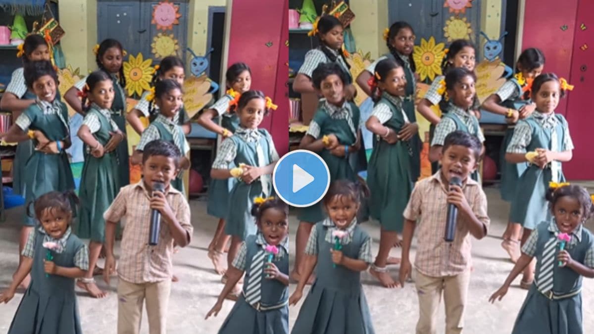 Tamil Nadu school children dancing while singing on thai song