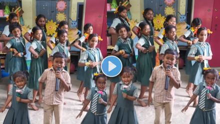 Tamil Nadu school children dancing while singing on thai song