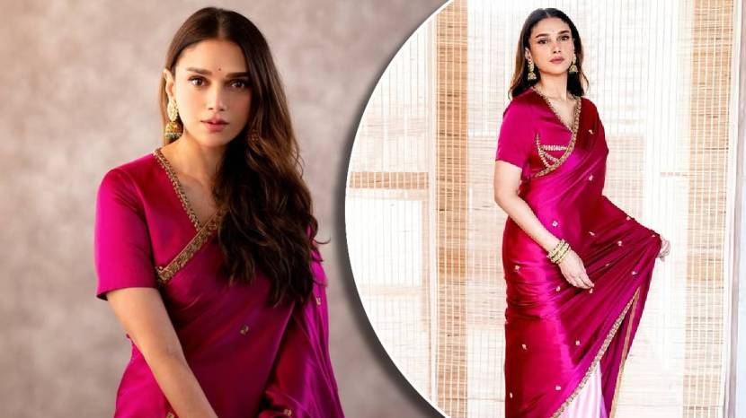 Aditi rao hydari in pink saree