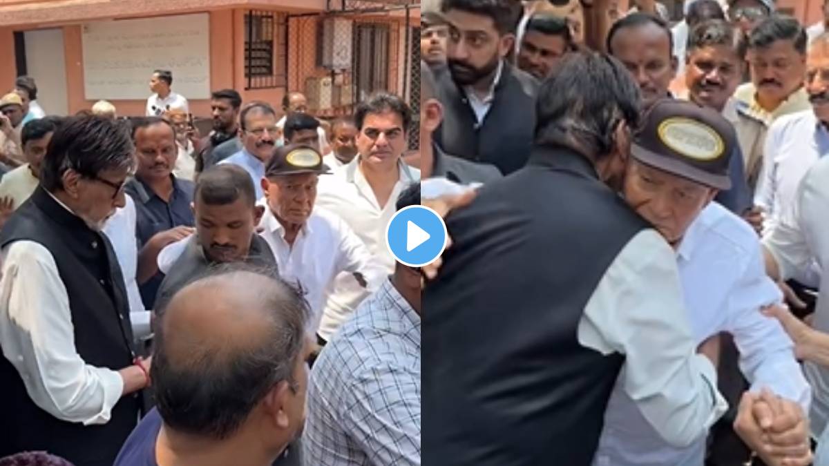 amitabh bachchan hugs salim khan at manoj kumar funeral video viral