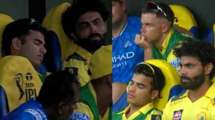 IPL 2025 CSK Player Vansh Bedi Falls Asleep During Runs Chace Against DC Photo Goes Viral