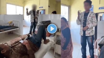 Child Stands with Saline Bottle for Father