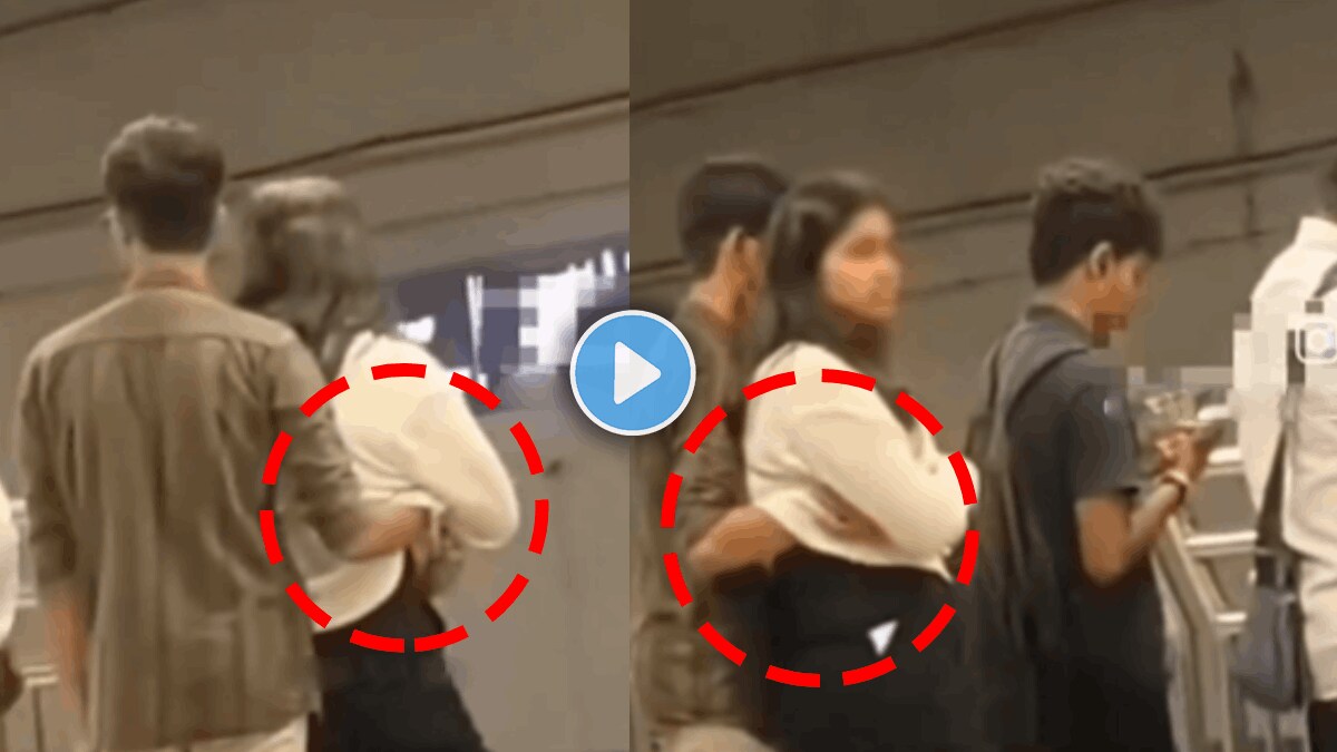 Couple vulgar video boyfriend puts hand in girlfriend tshirt on metro station video viral on social media