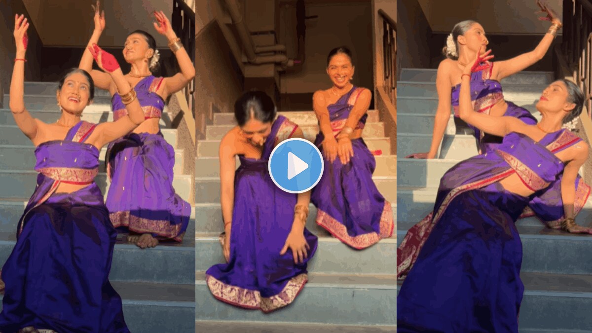 Dance video on marathi old song phulale re kshan majhe young woman dance in saree goes viral on social media