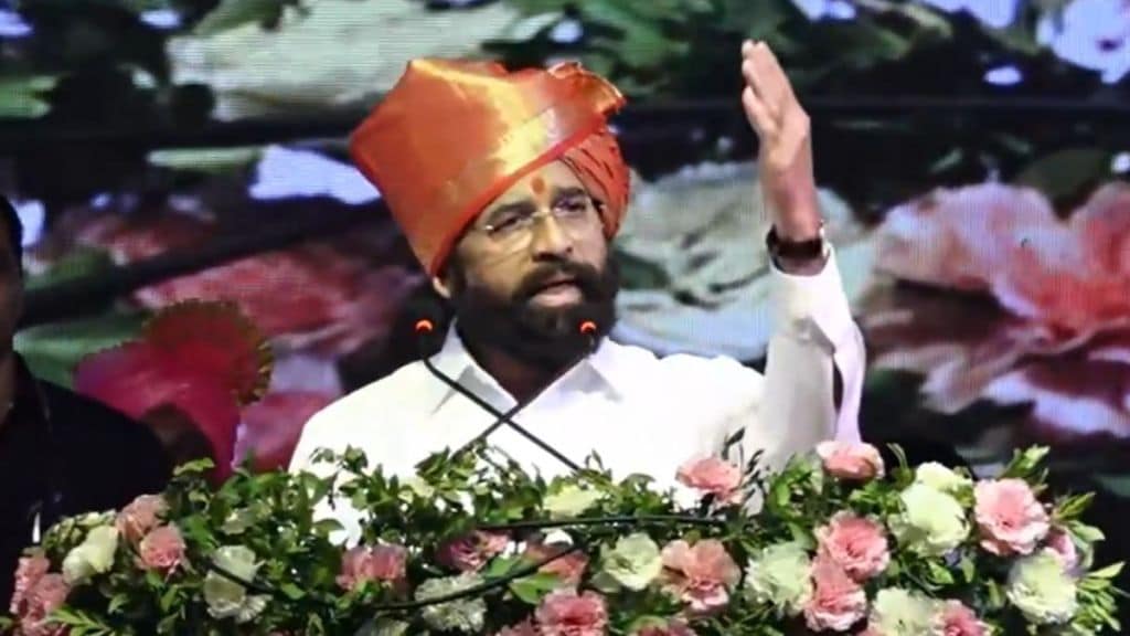 कोल्हापूर जिल्ह्यातील एका कार्यक्रमात बोलताना उपमुख्यमंत्री एकनाथ शिंदे. (Photo: Eknath Shinde/X)
