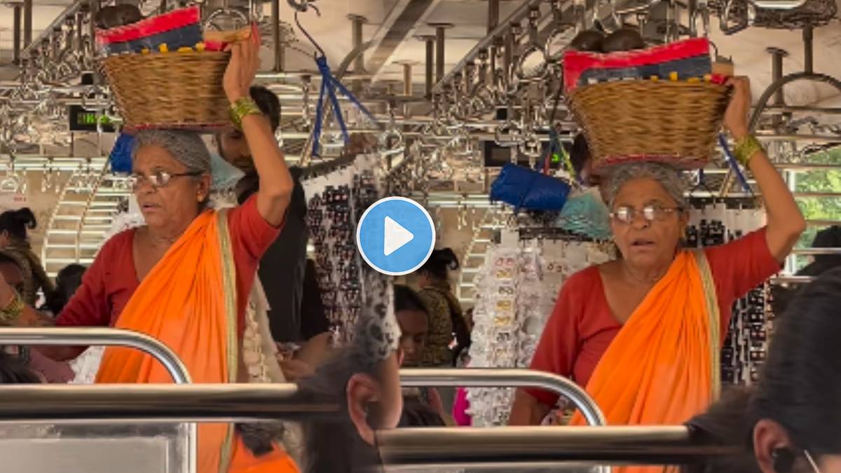 Grandmother selling Avocado in Mumbai Local
