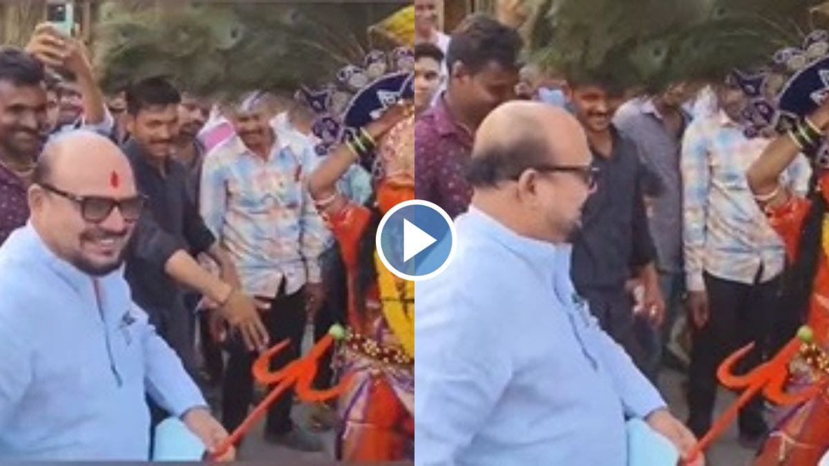 Jalgaon Guardian Minister Gulabrao Patil dances with trishul